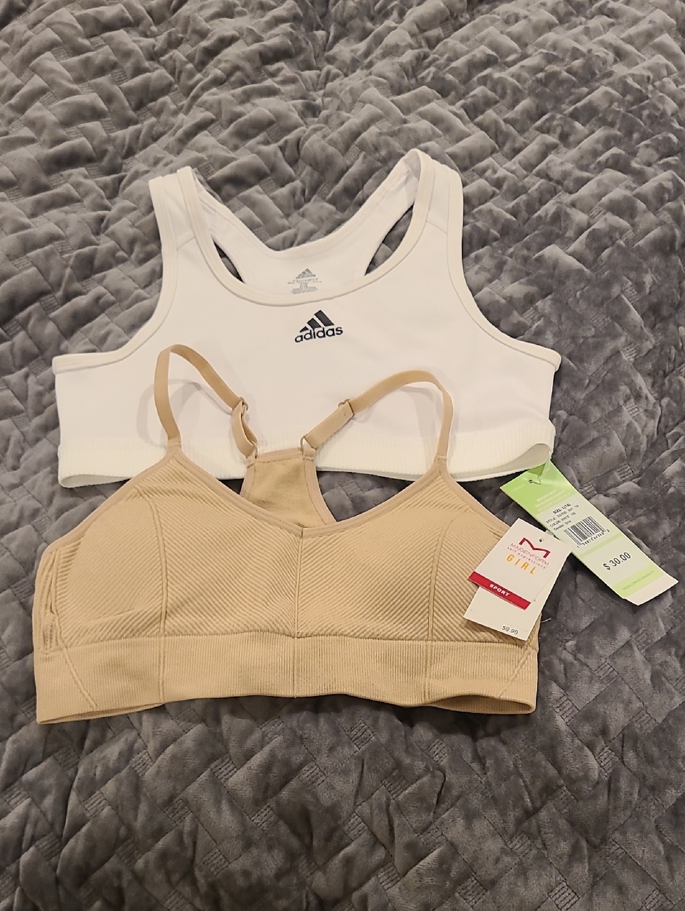adidas White Racerback Sports Bra And Tan Racerback Sports Bra